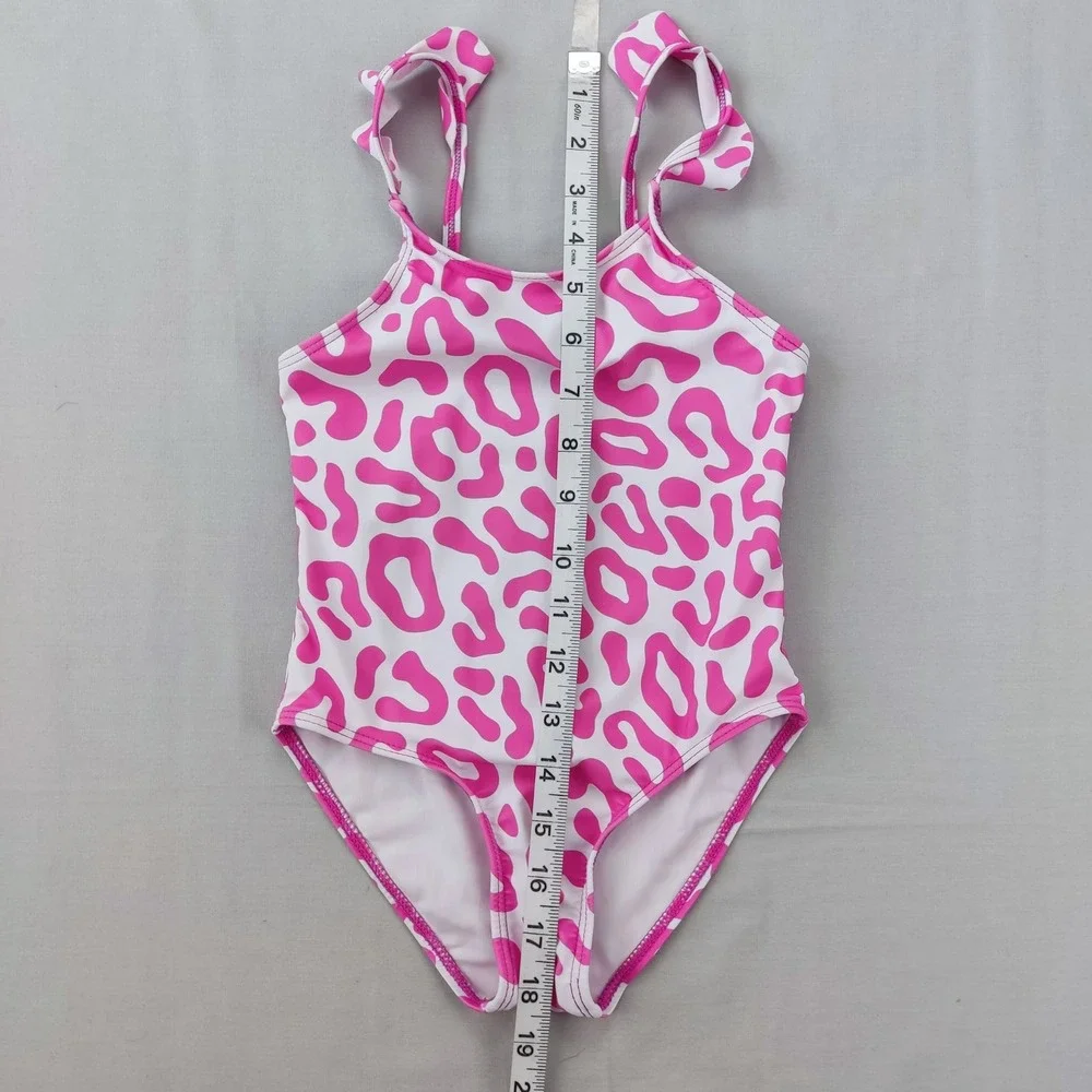 SHEIN Swimsuit Girls 5Y Pink Leopard One Piece Ruffle Strap sk24070557133 Animal